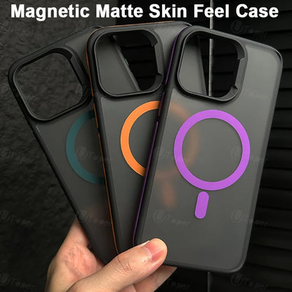 Bicolor Matte Frosted Magnetic Case for iPhone 13-16Pro Max