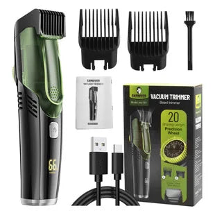 Cordless Rechargeable Beard Trimmer with Vacuum & 20 Trim Settings