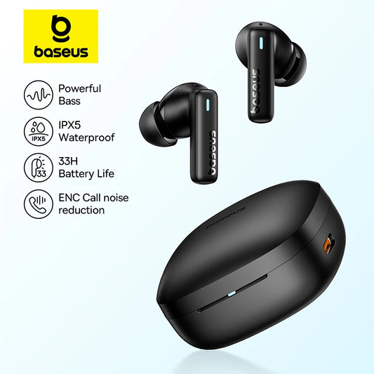 Baseus Bowie E19 Wireless Earphones - Bluetooth 5.3, Big Bass, IPX5 Waterproof