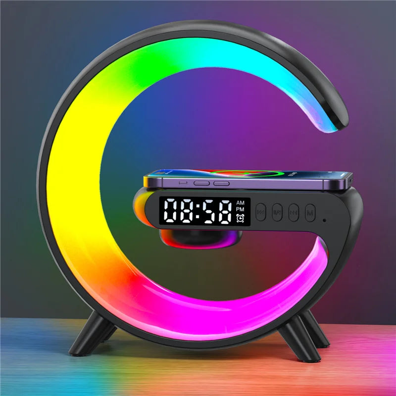 All-in-One Bluetooth Speaker & Wireless Charger with RGB Light