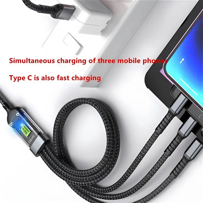 3-in-1 100W Fast Charging Cable for iPhone & Samsung