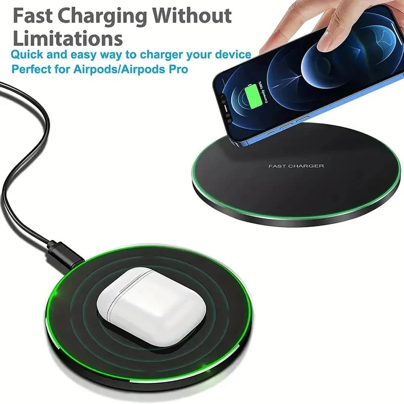 30W Fast Wireless Charger for iPhone 12-15 & Samsung S22/S23