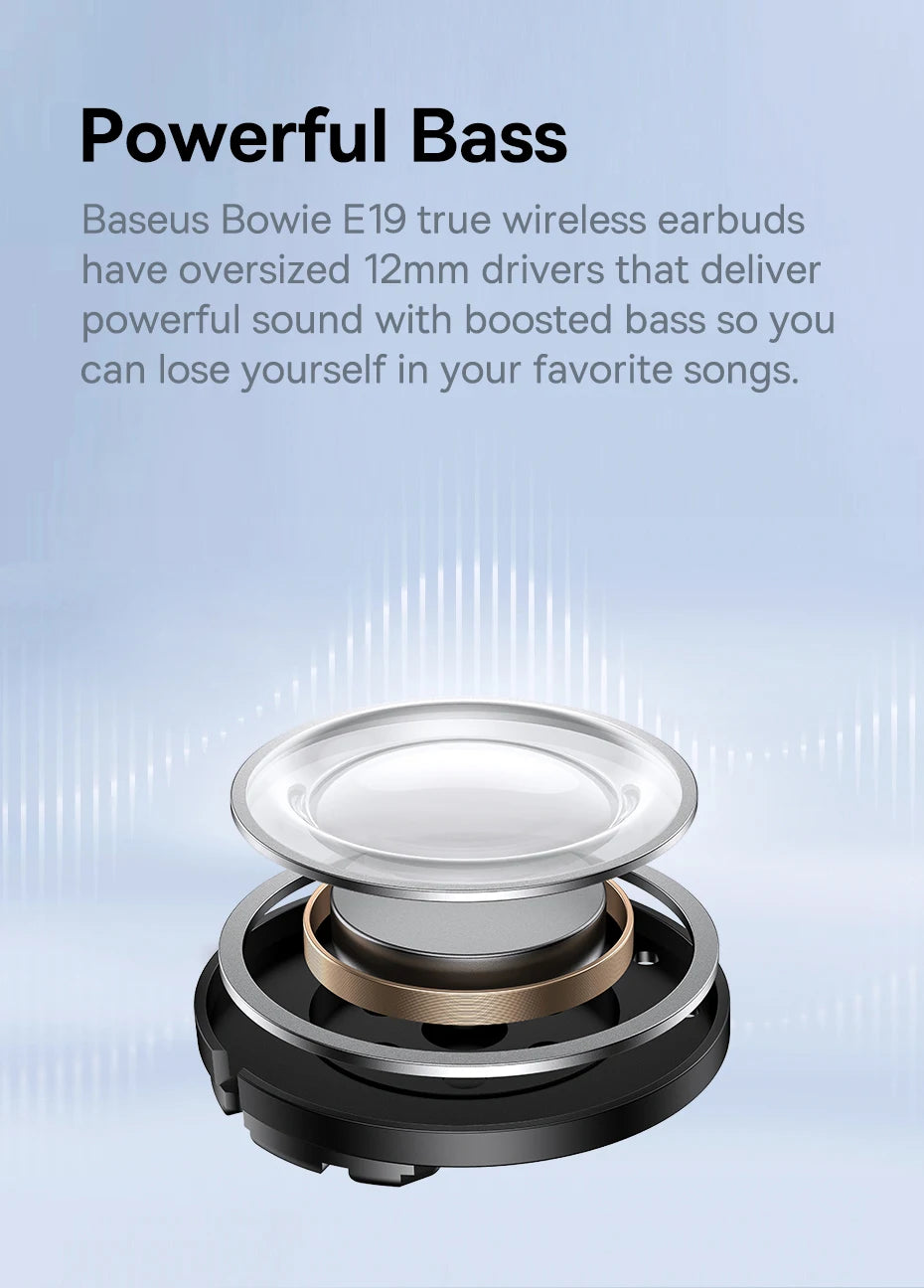 Baseus Bowie E19 Wireless Earphones - Bluetooth 5.3, Big Bass, IPX5 Waterproof